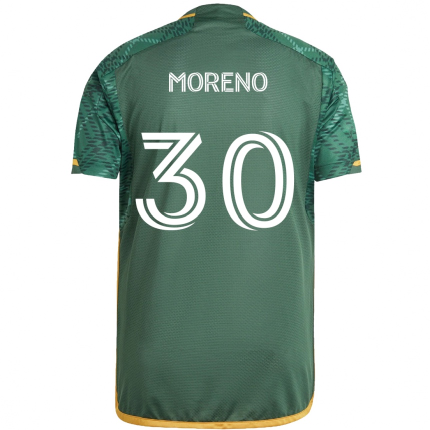 Kids Football Santiago Moreno #30 Green Orange Home Jersey 2024/25 T-Shirt