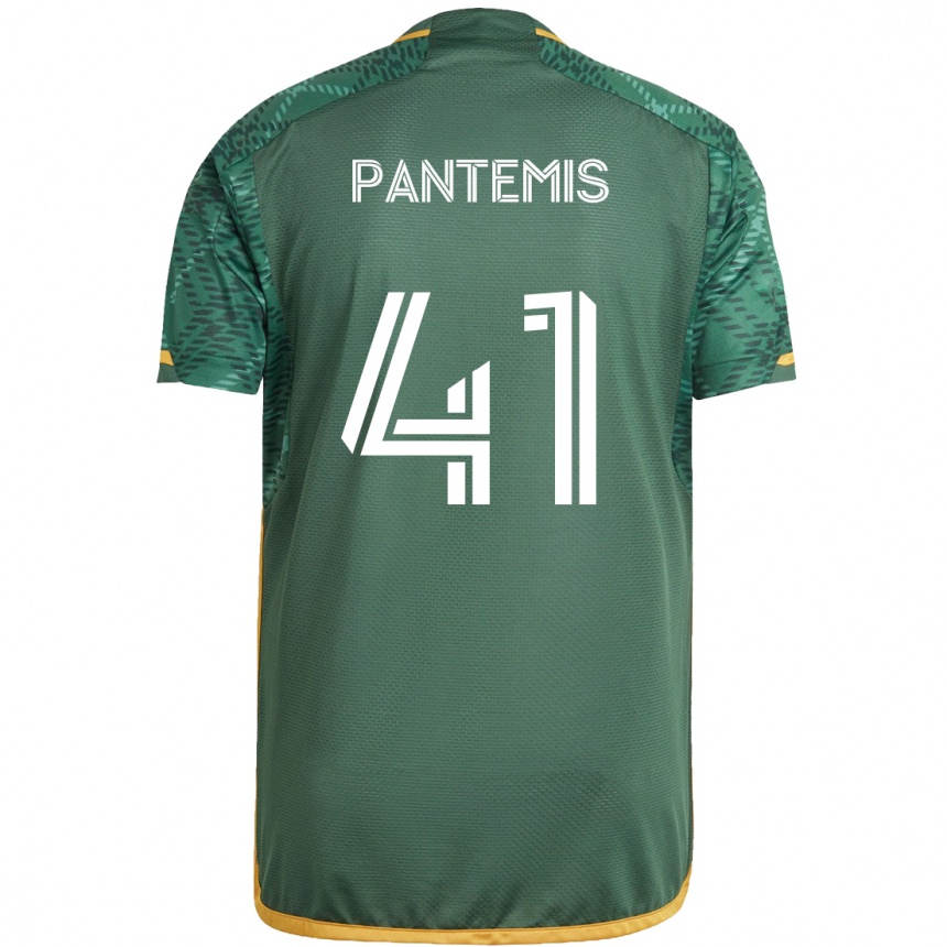 Kids Football James Pantemis #41 Green Orange Home Jersey 2024/25 T-Shirt