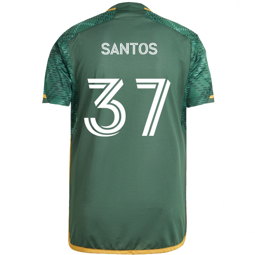 Kids Football Noah Santos #37 Green Orange Home Jersey 2024/25 T-Shirt