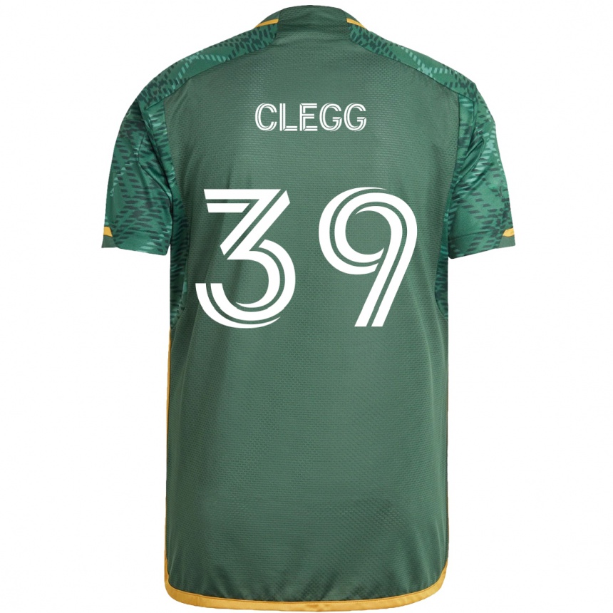 Kids Football Tyler Clegg #39 Green Orange Home Jersey 2024/25 T-Shirt