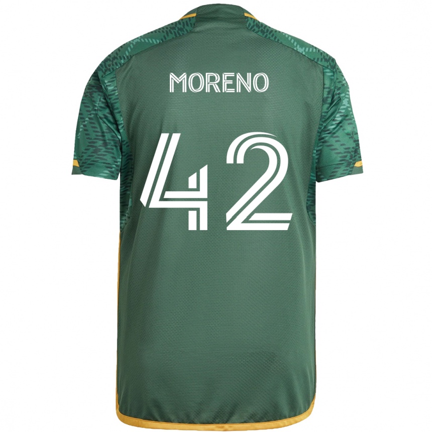 Kids Football Alexis Moreno #42 Green Orange Home Jersey 2024/25 T-Shirt