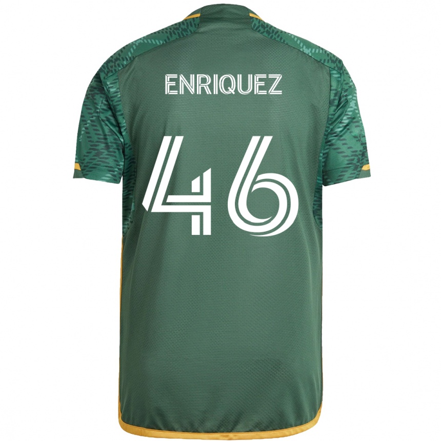 Kids Football Victor Enriquez #46 Green Orange Home Jersey 2024/25 T-Shirt