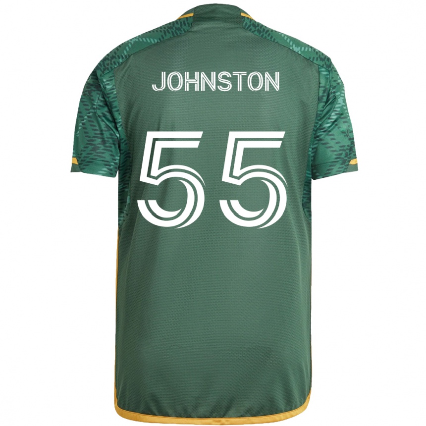 Kids Football Malcolm Johnston #55 Green Orange Home Jersey 2024/25 T-Shirt