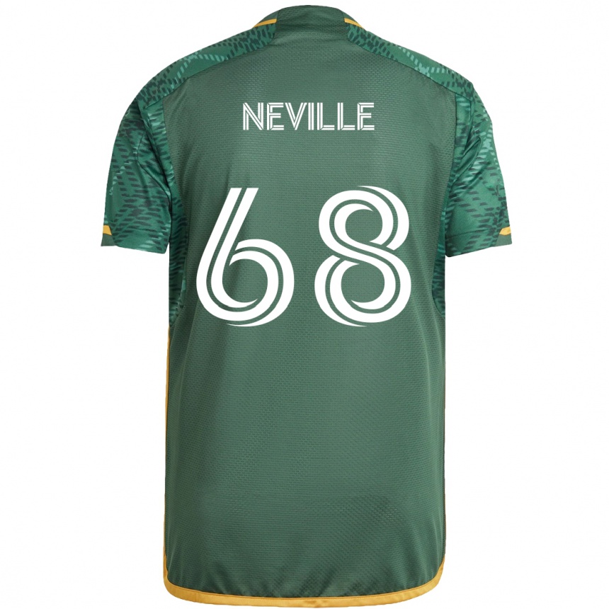 Kids Football Harvey Neville #68 Green Orange Home Jersey 2024/25 T-Shirt