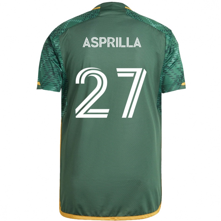 Kids Football Dairon Asprilla #27 Green Orange Home Jersey 2024/25 T-Shirt