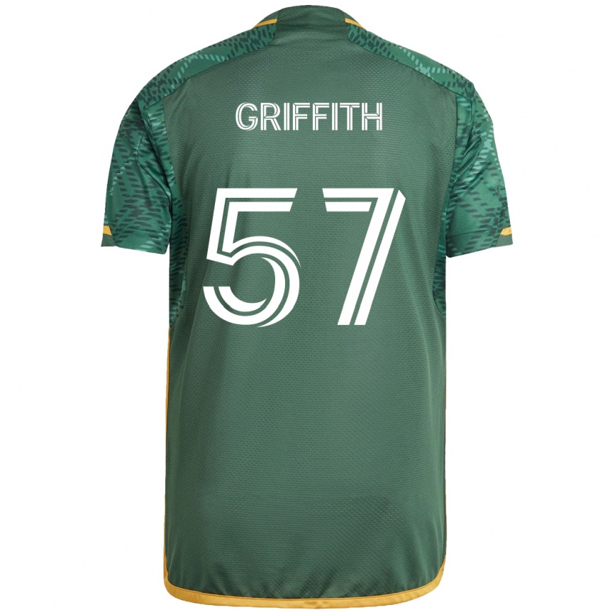 Kids Football Víctor Griffith #57 Green Orange Home Jersey 2024/25 T-Shirt