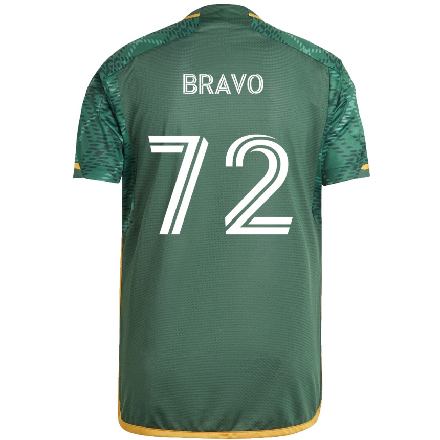 Kids Football Julian Bravo #72 Green Orange Home Jersey 2024/25 T-Shirt