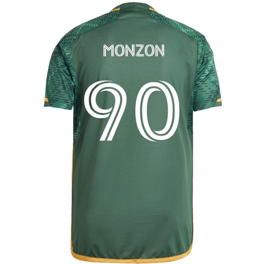 Kids Football Florián Monzón #90 Green Orange Home Jersey 2024/25 T-Shirt