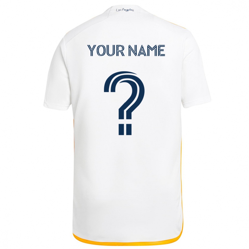 Kids Football Your Name #0 White Yellow Home Jersey 2024/25 T-Shirt