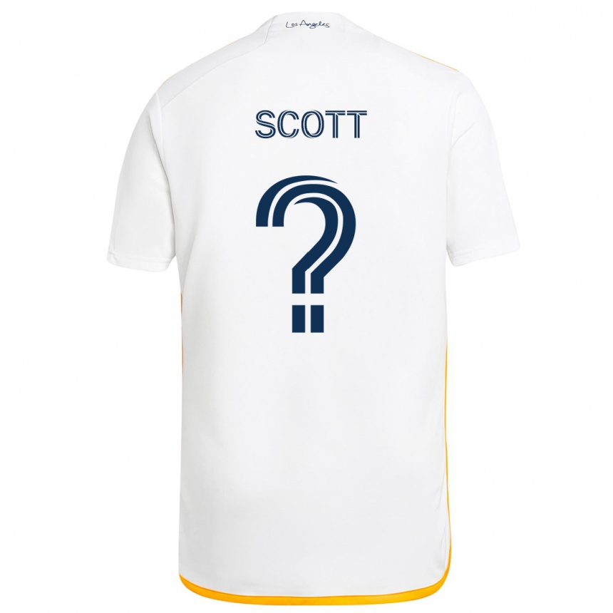 Kids Football Brady Scott #0 White Yellow Home Jersey 2024/25 T-Shirt