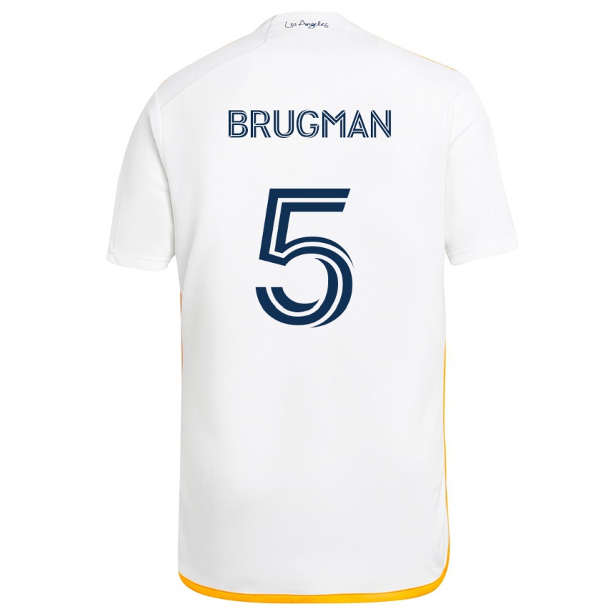 Kids Football Gastón Brugman #5 White Yellow Home Jersey 2024/25 T-Shirt