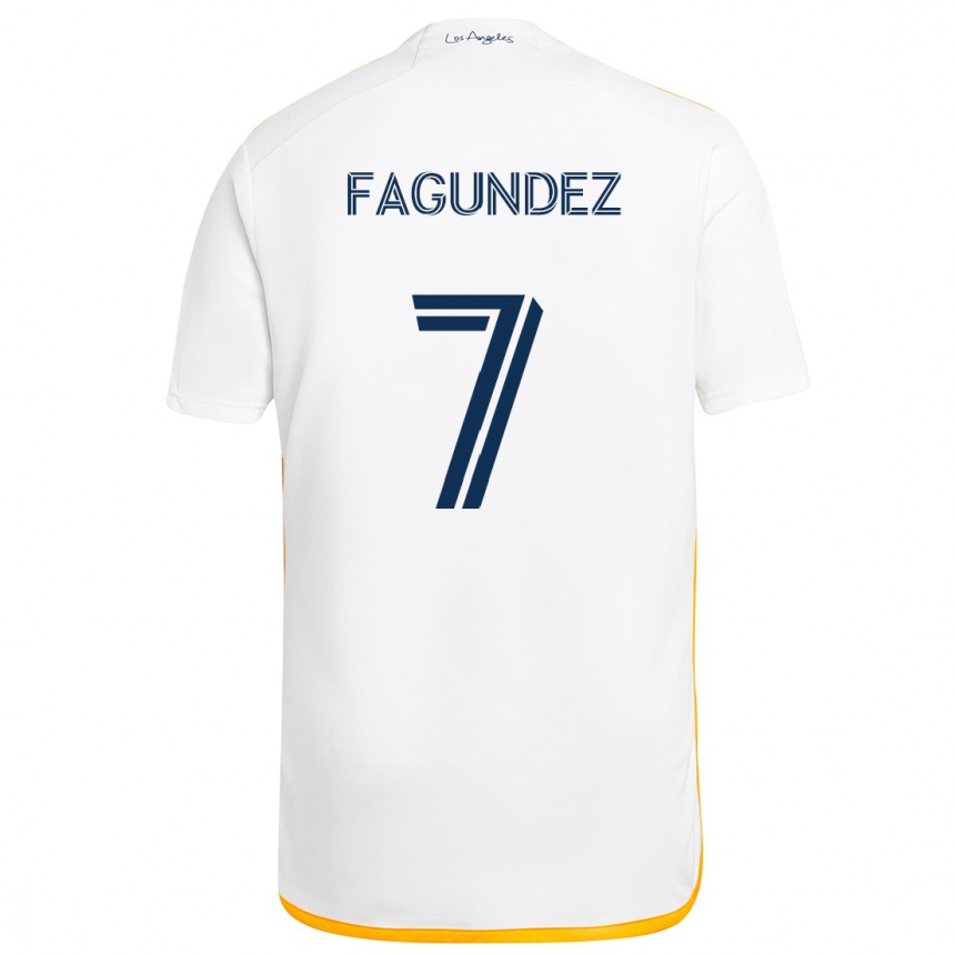 Kids Football Diego Fagúndez #7 White Yellow Home Jersey 2024/25 T-Shirt