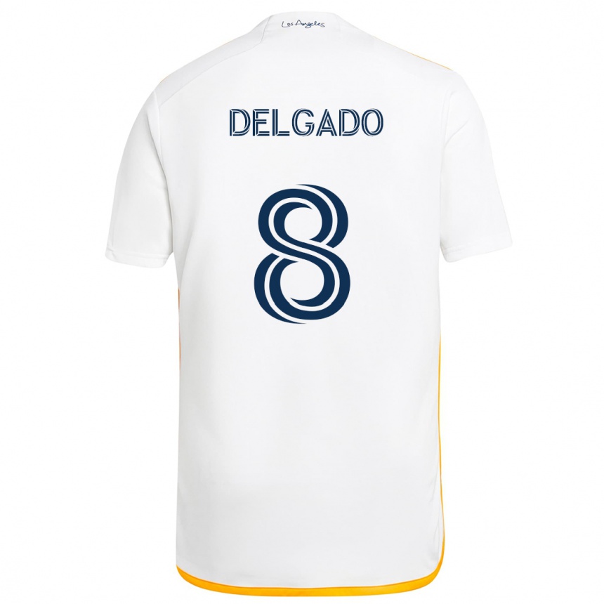 Kids Football Mark Delgado #8 White Yellow Home Jersey 2024/25 T-Shirt