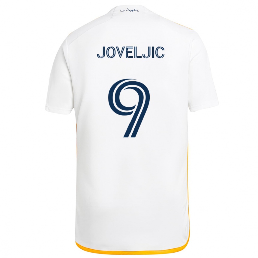 Kids Football Dejan Joveljic #9 White Yellow Home Jersey 2024/25 T-Shirt