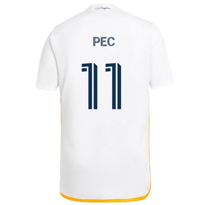 Kids Football Gabriel Pec #11 White Yellow Home Jersey 2024/25 T-Shirt