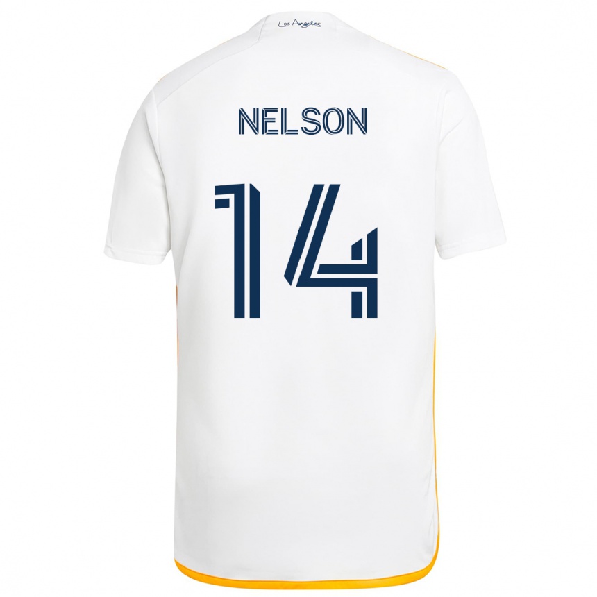 Kids Football John Nelson #14 White Yellow Home Jersey 2024/25 T-Shirt