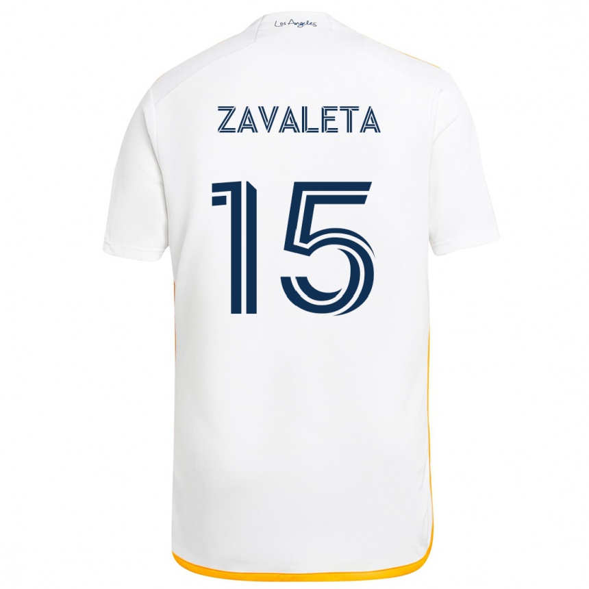 Kids Football Eriq Zavaleta #15 White Yellow Home Jersey 2024/25 T-Shirt