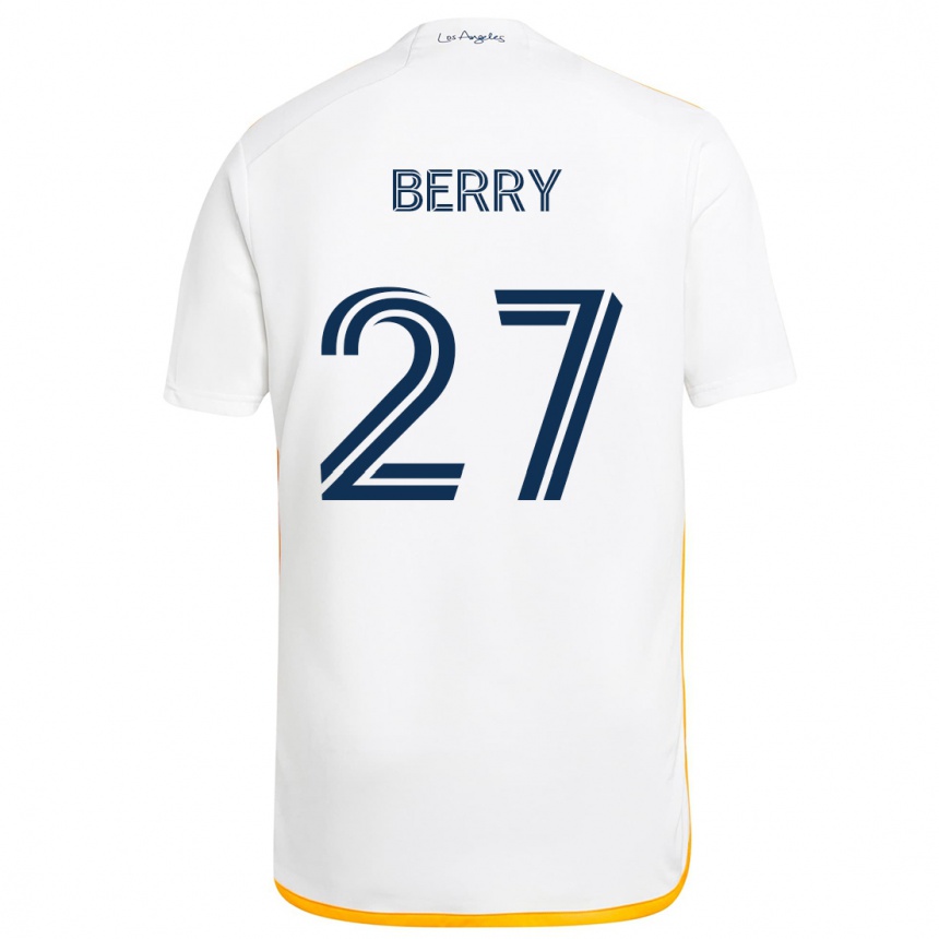 Kids Football Miguel Berry #27 White Yellow Home Jersey 2024/25 T-Shirt