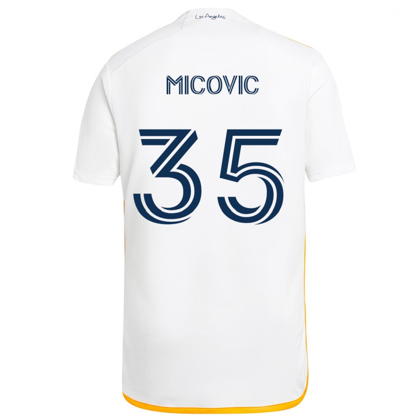 Kids Football Novak Micovic #35 White Yellow Home Jersey 2024/25 T-Shirt