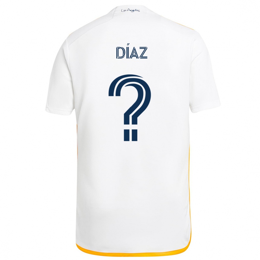 Kids Football Carlos Díaz #0 White Yellow Home Jersey 2024/25 T-Shirt