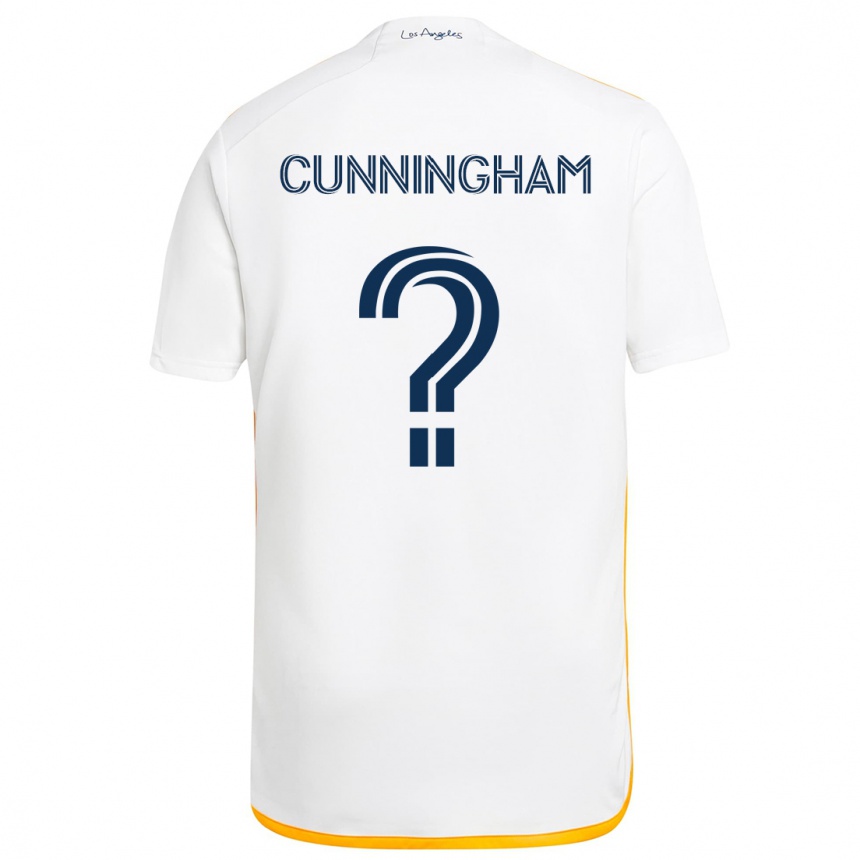 Kids Football Joaquin Cunningham #0 White Yellow Home Jersey 2024/25 T-Shirt