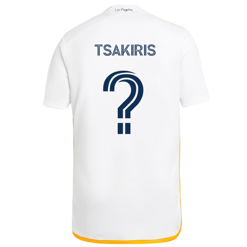 Kids Football Mateo Tsakiris #0 White Yellow Home Jersey 2024/25 T-Shirt