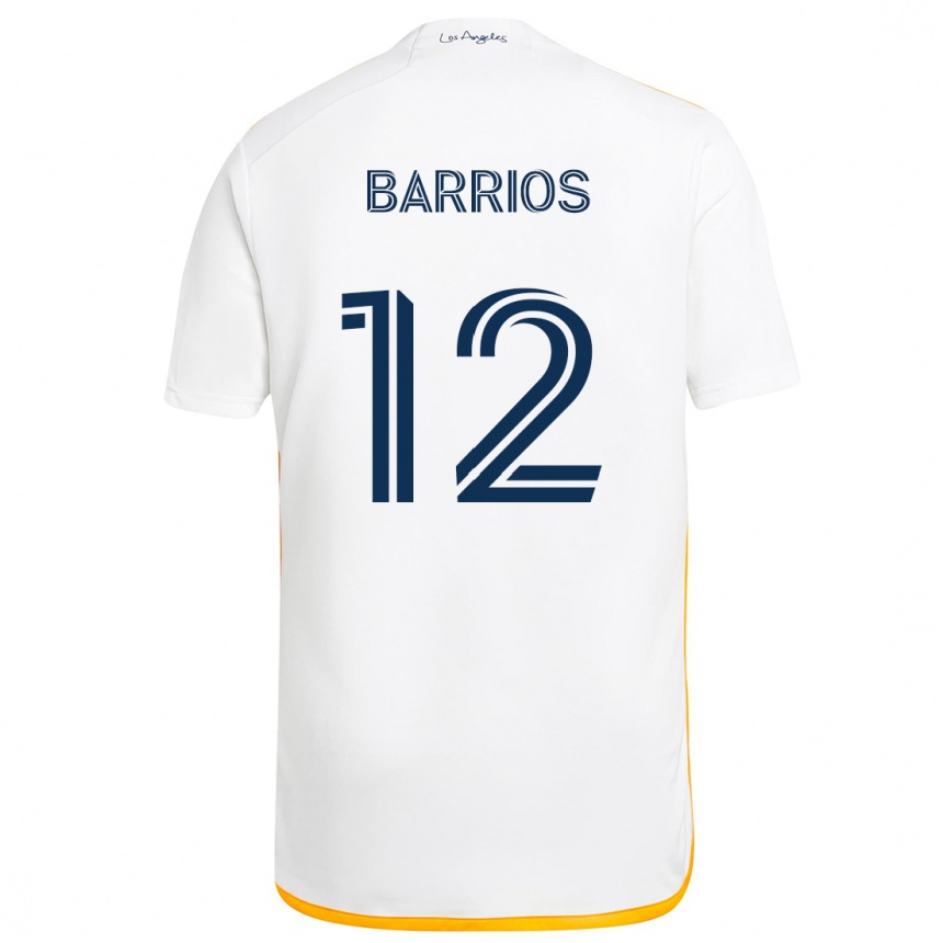 Kids Football Michael Barrios #12 White Yellow Home Jersey 2024/25 T-Shirt