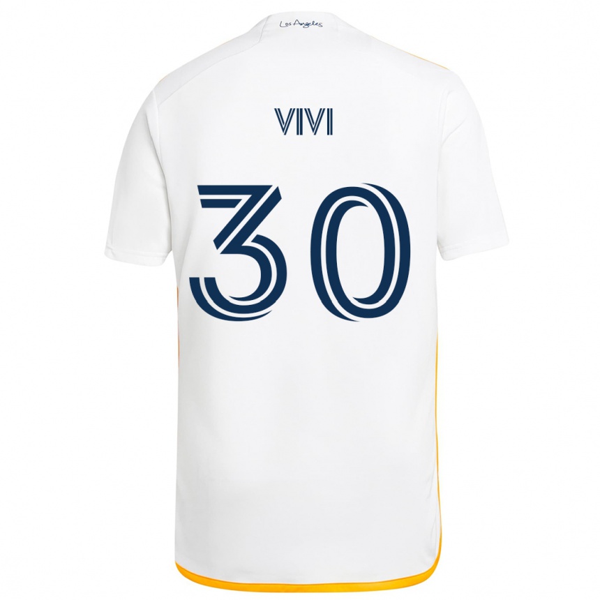 Kids Football Gino Vivi #30 White Yellow Home Jersey 2024/25 T-Shirt