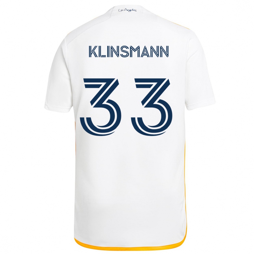 Kids Football Jonathan Klinsmann #33 White Yellow Home Jersey 2024/25 T-Shirt