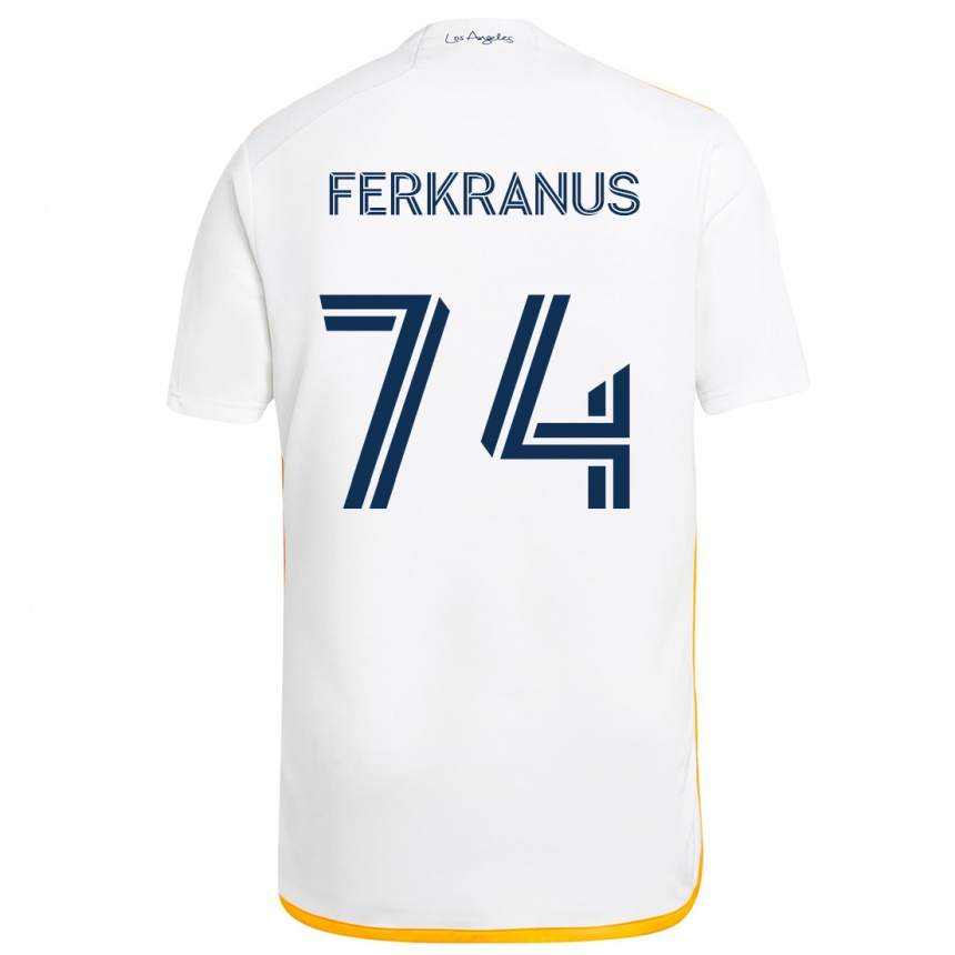 Kids Football Marcus Ferkranus #74 White Yellow Home Jersey 2024/25 T-Shirt