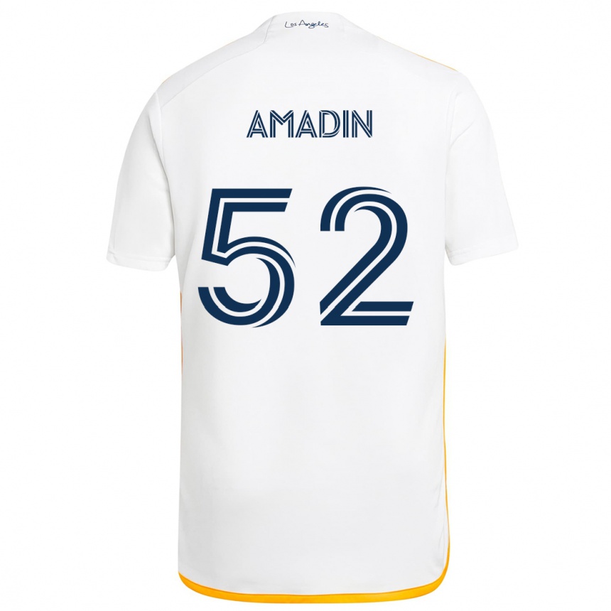 Kids Football Elijah Amadin #52 White Yellow Home Jersey 2024/25 T-Shirt