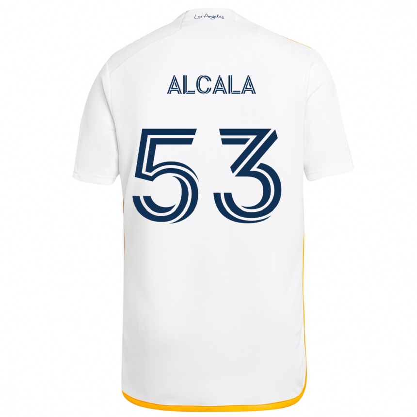 Kids Football Álex Alcalá #53 White Yellow Home Jersey 2024/25 T-Shirt