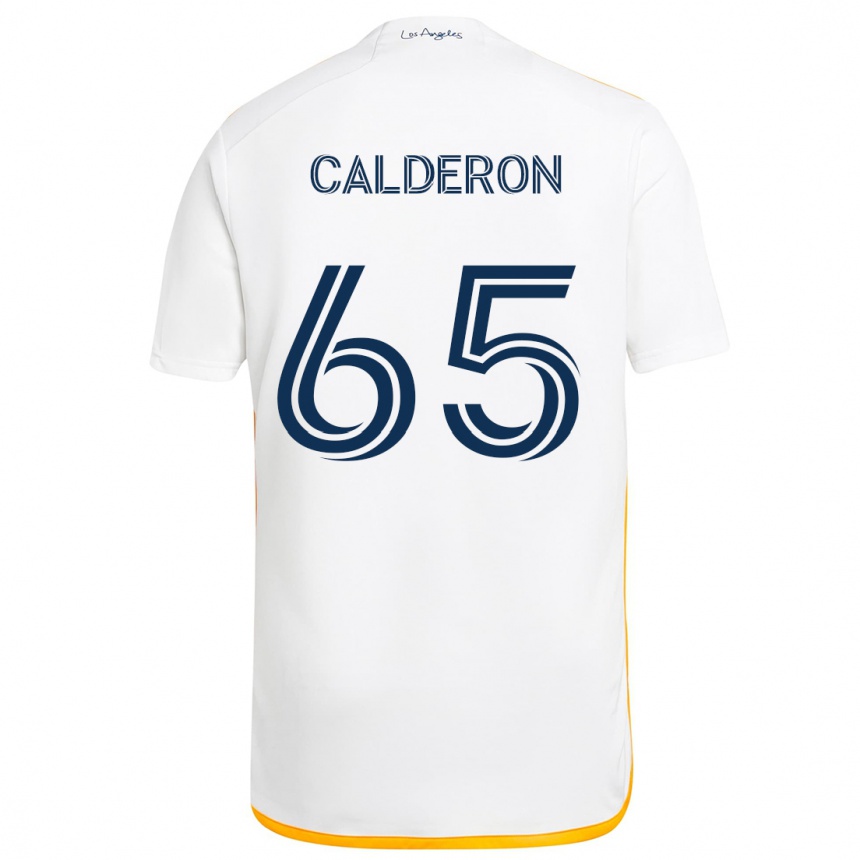 Kids Football Juan Calderón #65 White Yellow Home Jersey 2024/25 T-Shirt