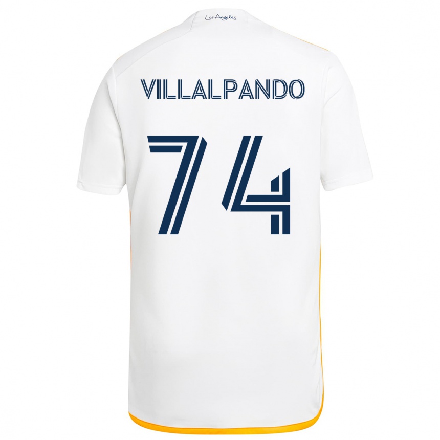 Kids Football Sergio Villalpando #74 White Yellow Home Jersey 2024/25 T-Shirt