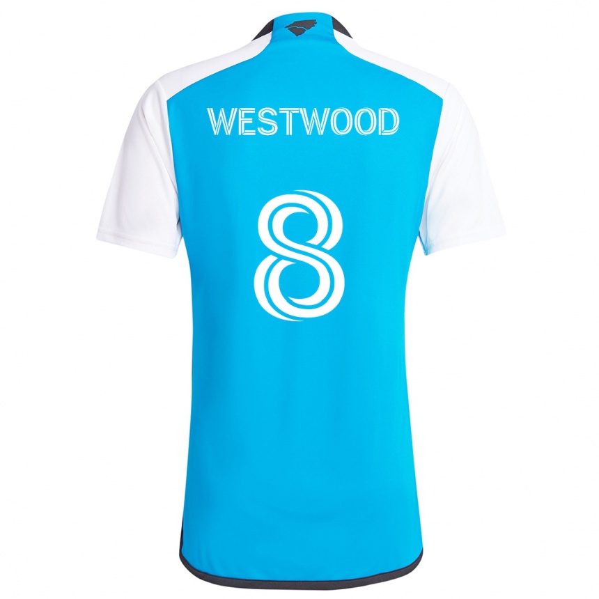 Kids Football Ashley Westwood #8 Blue White Home Jersey 2024/25 T-Shirt