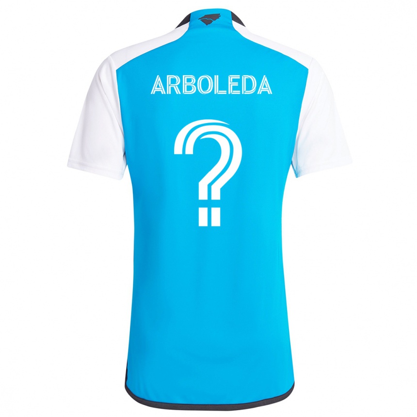 Kids Football Jeyden Arboleda #0 Blue White Home Jersey 2024/25 T-Shirt