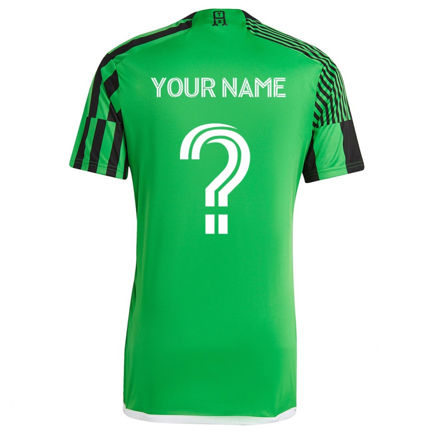 Kids Football Your Name #0 Green Black Home Jersey 2024/25 T-Shirt