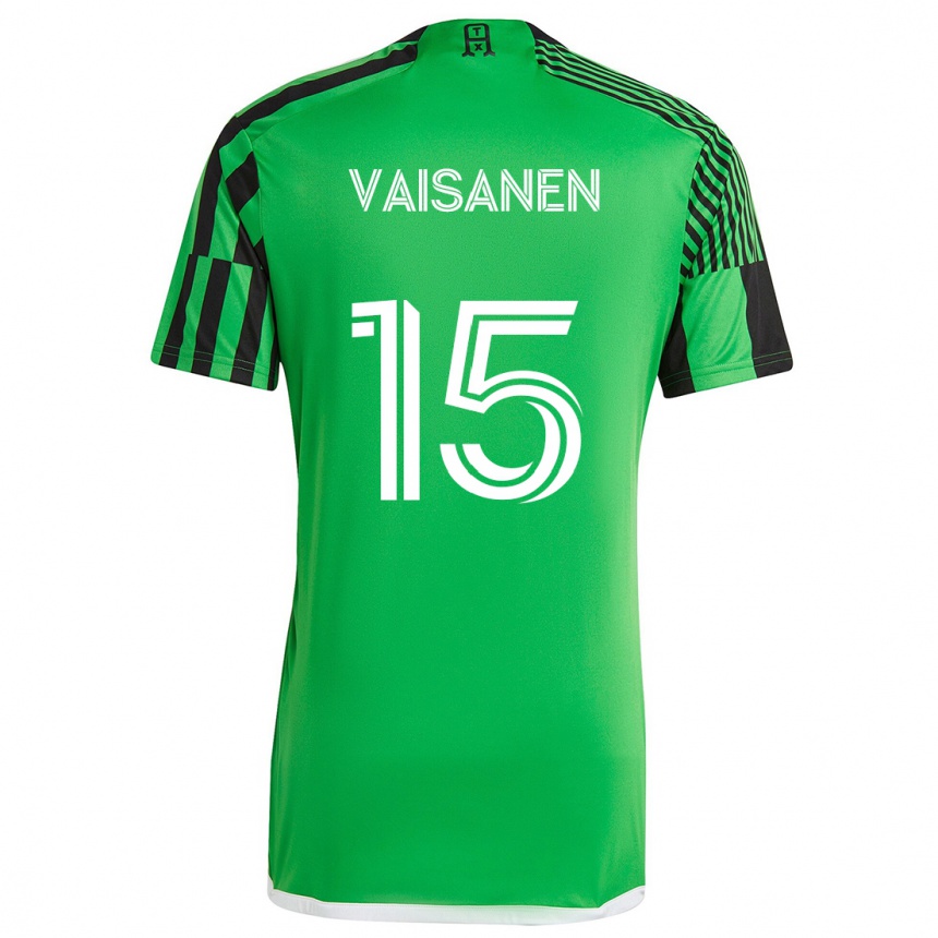 Kids Football Leo Väisänen #15 Green Black Home Jersey 2024/25 T-Shirt