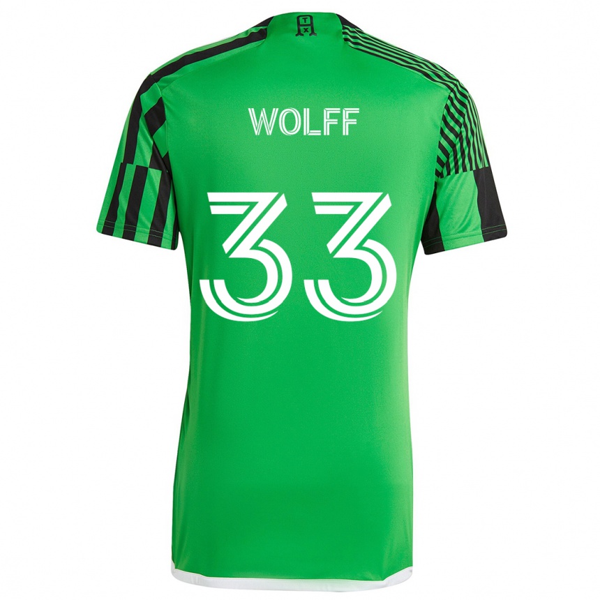 Kids Football Owen Wolff #33 Green Black Home Jersey 2024/25 T-Shirt