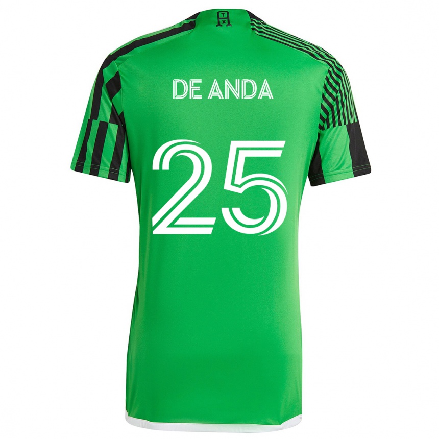 Kids Football Anthony De Anda #25 Green Black Home Jersey 2024/25 T-Shirt