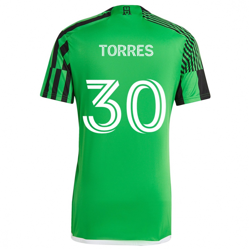 Kids Football Ervin Torres #30 Green Black Home Jersey 2024/25 T-Shirt