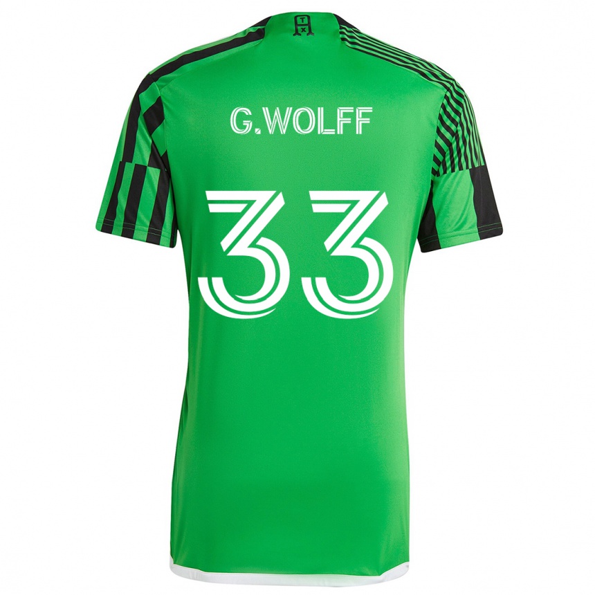 Kids Football Gavin Wolff #33 Green Black Home Jersey 2024/25 T-Shirt