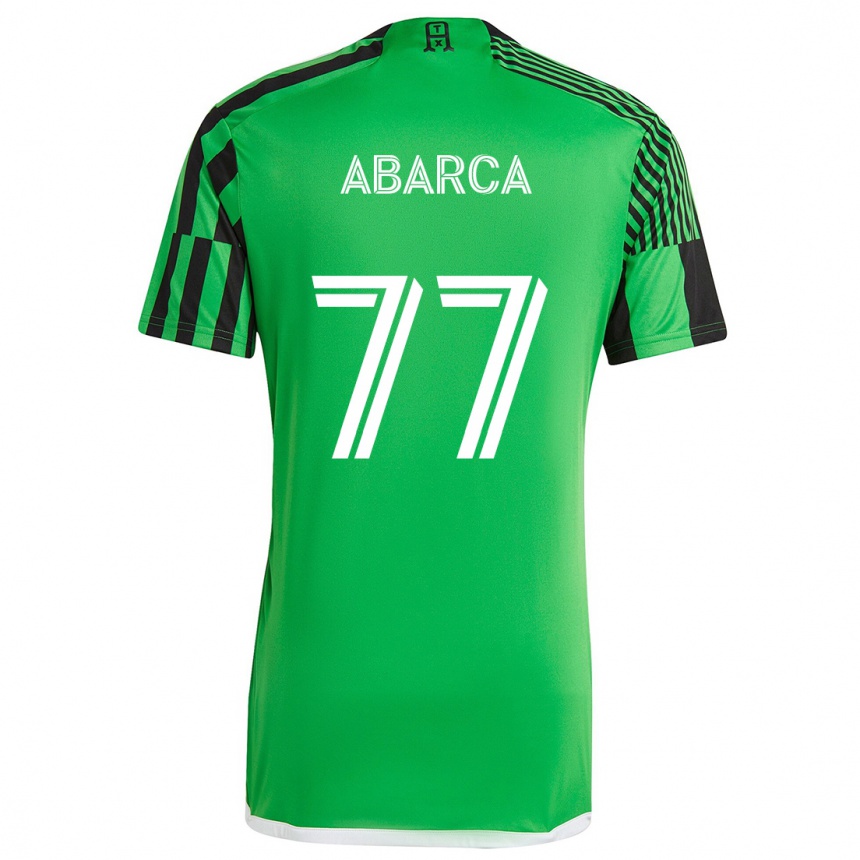 Kids Football Diego Abarca #77 Green Black Home Jersey 2024/25 T-Shirt