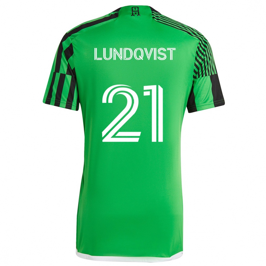 Kids Football Adam Lundqvist #21 Green Black Home Jersey 2024/25 T-Shirt