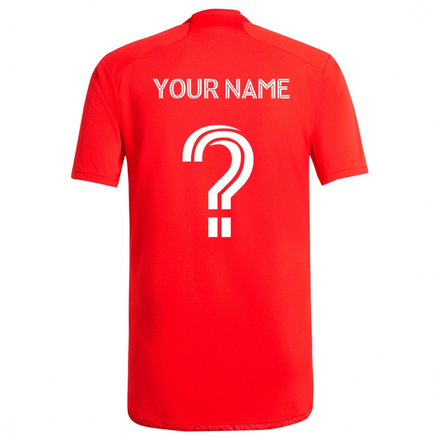 Kids Football Your Name #0 Red White Home Jersey 2024/25 T-Shirt