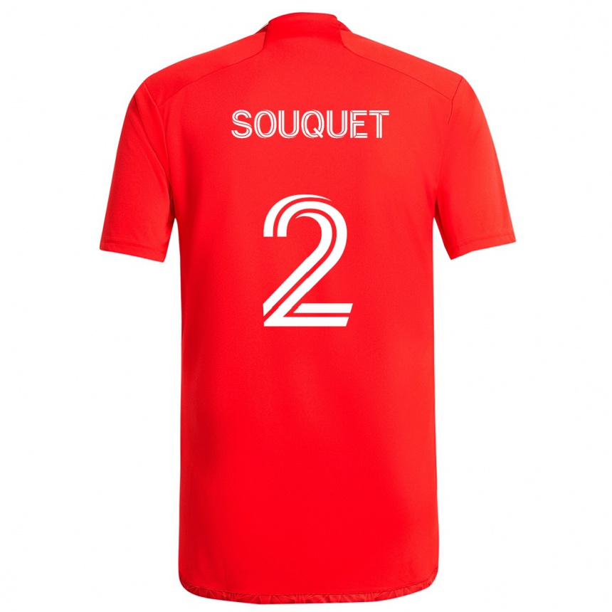 Kids Football Arnaud Souquet #2 Red White Home Jersey 2024/25 T-Shirt