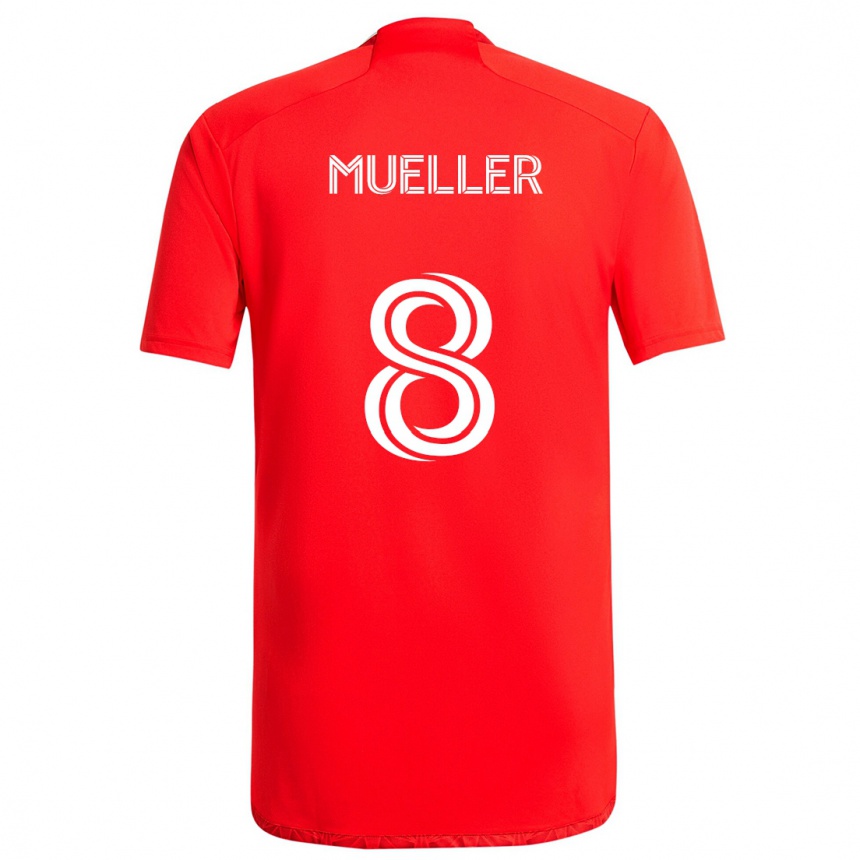 Kids Football Chris Mueller #8 Red White Home Jersey 2024/25 T-Shirt