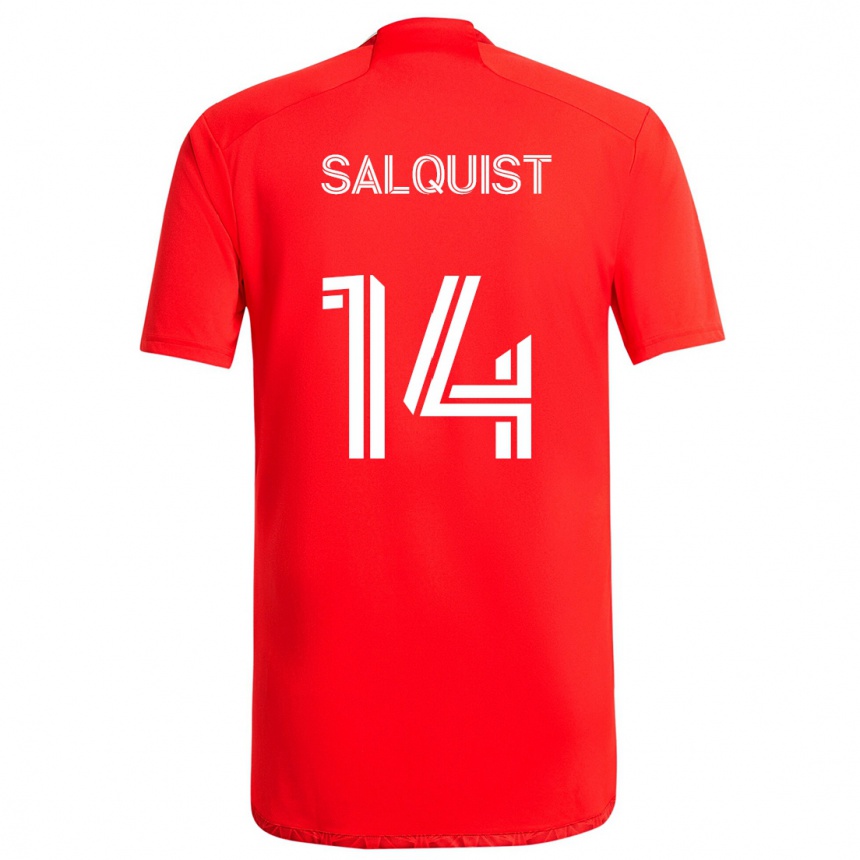 Kids Football Tobias Salquist #14 Red White Home Jersey 2024/25 T-Shirt