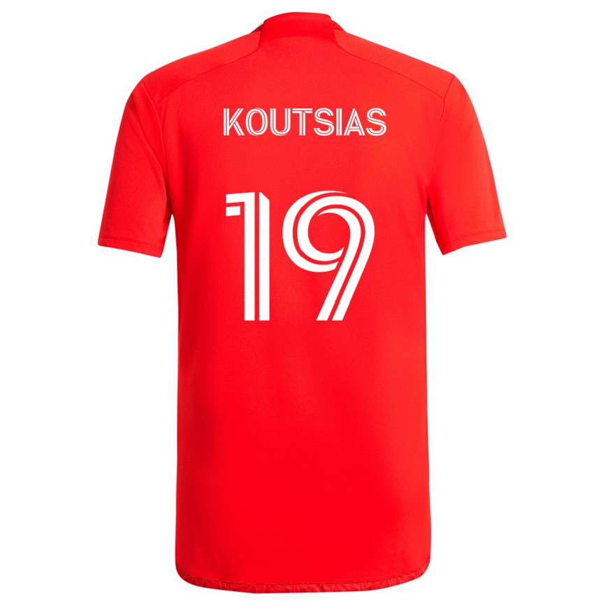 Kids Football Georgios Koutsias #19 Red White Home Jersey 2024/25 T-Shirt