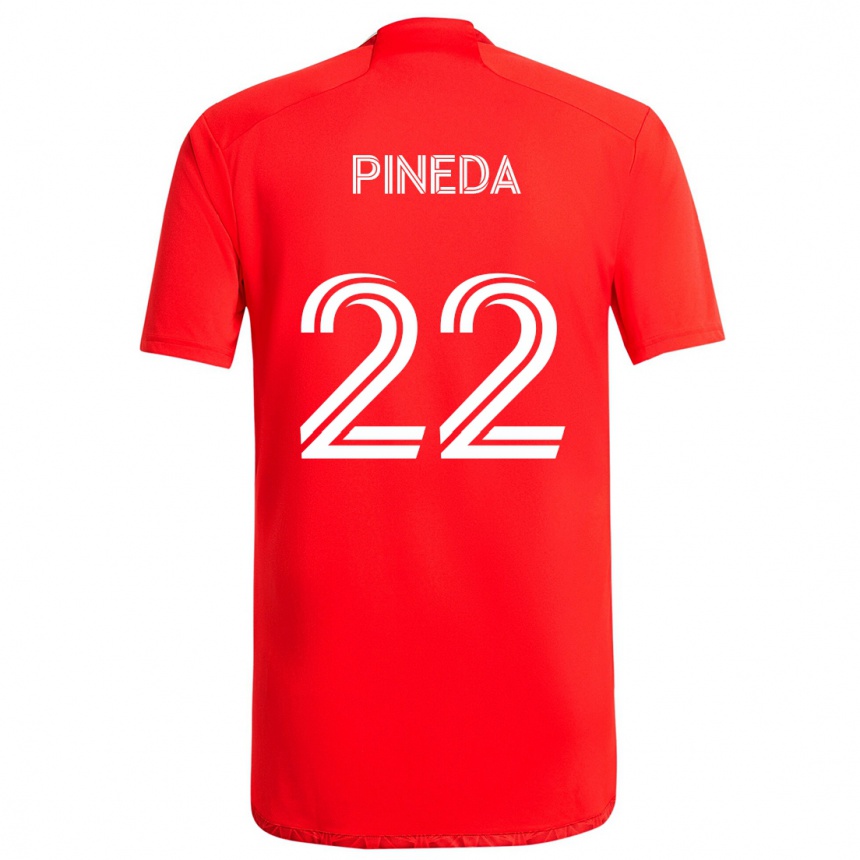 Kids Football Mauricio Pineda #22 Red White Home Jersey 2024/25 T-Shirt